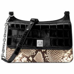 $428 Michael Kors Natalie Natural Medium Chain Messenger Bag Handbag Purse NWT